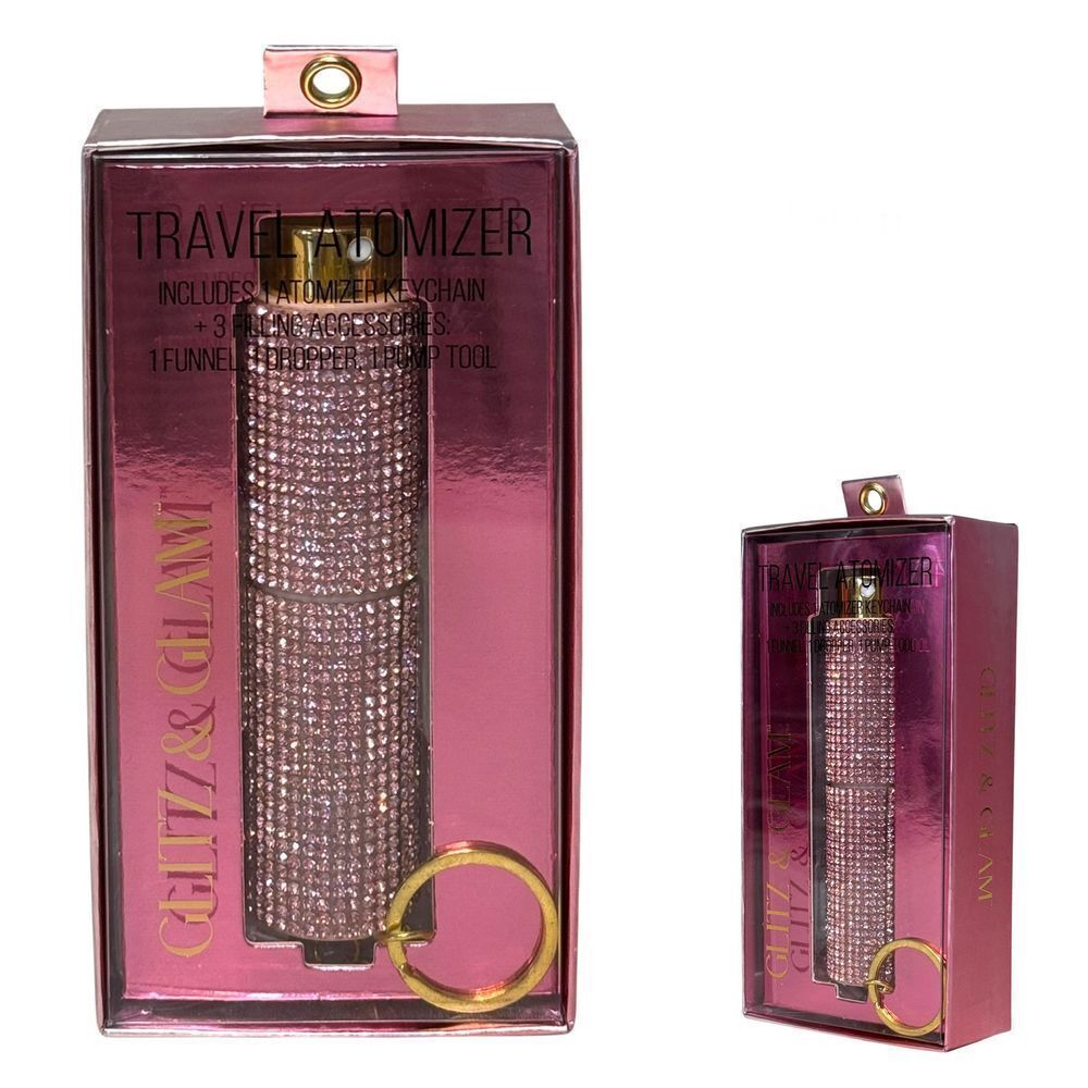 Glitz And Glam Pink Rhinestone Travel Atomizer With‎ Keychain 8ml New In Box